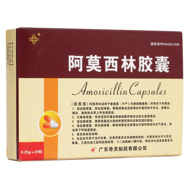 阿莫西林胶囊(奇灵)说明书|用法用量|注意事项