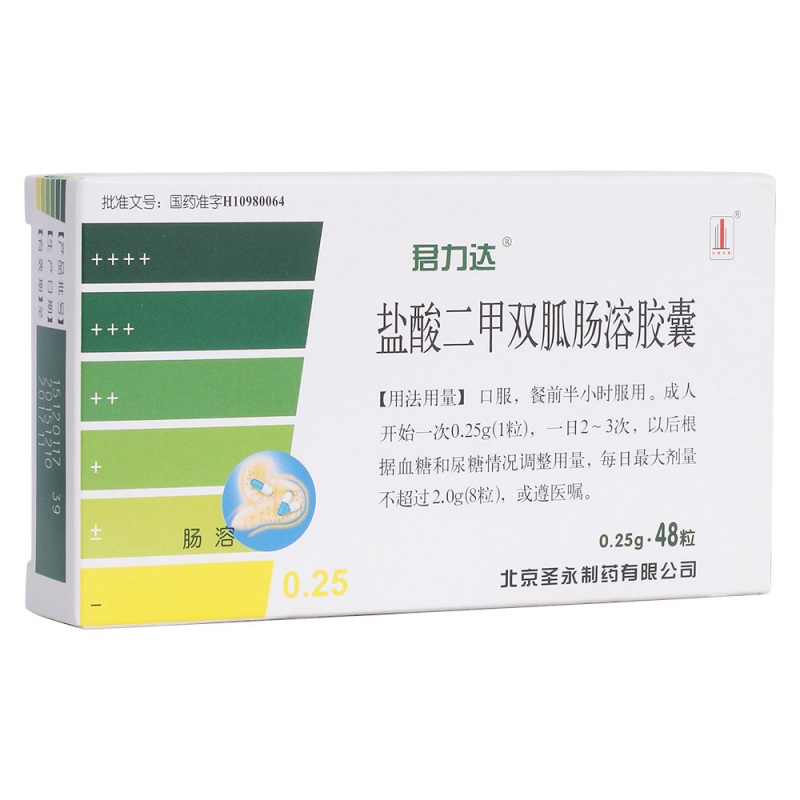 盐酸二甲双胍肠溶胶囊(君力达)说明书|用法用量|注意事项